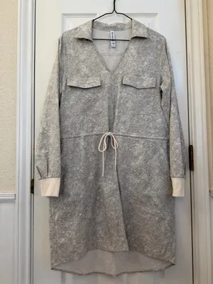 Athleta Zuma Printed Shirtdress in Viper Gray and Ivory thumbnail 2
