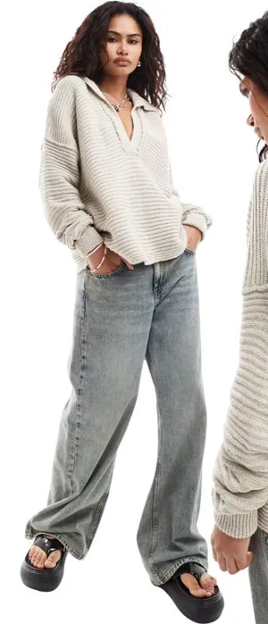 Free People Marlie Pullover Sweater Women's Small Pebble Collared Bohemian NWOT thumbnail 1