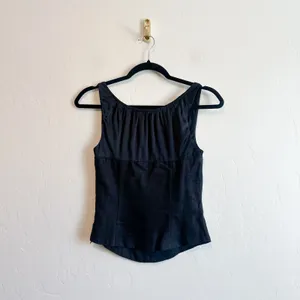 Reformation | Beverly Linen Silk Corset Button Front Top in Black | Size 0 thumbnail 4