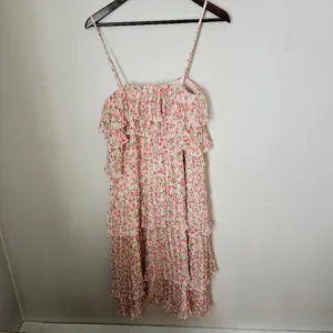 Something Navy Dress Floral Pleated Tiered Cream Multi Maxi Midi Garden Party thumbnail 7
