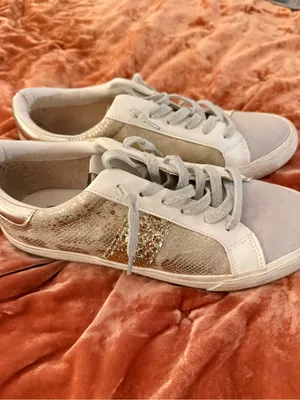 Vintage Havana Kate Gold Snakeskin with Glitter Neutral Lace Up Cssual Sneaker thumbnail 9