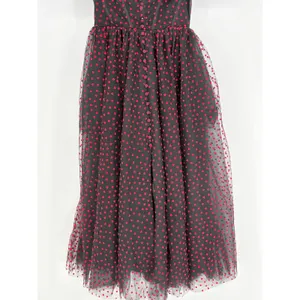 Heart Print Tulle Corset‎ Midi Dress Small Black Red Goth Coquette Prom Formal thumbnail 14