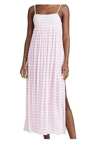 Playa Lucila Women Maxi Slip Dress Pink Check Size S thumbnail 1
