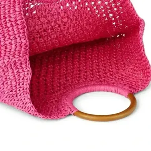 NWT Tabitha Brown x Target Lemon Wedge Tassel Woven Straw Tote Bag Pink thumbnail 2