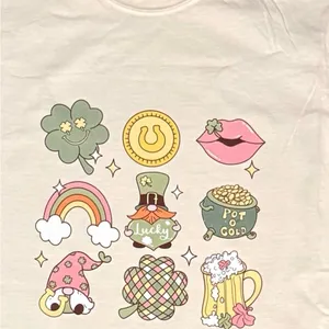 Comfort Colors ST PATRICKS Shirt Women Small Cream Gnome Lucky Retro Graphic Tee Trendy Boho thumbnail 6