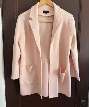 J. CREW | Sophie Pastel Pink Cotton Merino Blend Sweater Blazer | Medium thumbnail 2