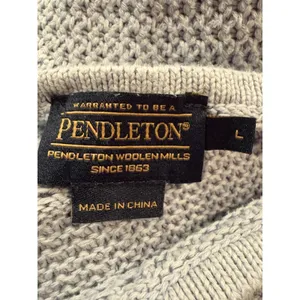 Pendleton Light Blue Cotton Knit Sweater Textured Minimalist Pullover L thumbnail 9