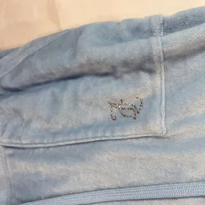 Juicy Couture womens light blue velour pants. Size XL. Juicy bedazzle, wide leg thumbnail 6