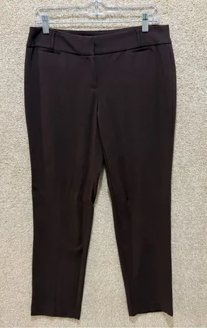 Business slacks size 6 Anne Klein chocolate brown pants‎ belt loops back pockets thumbnail 1