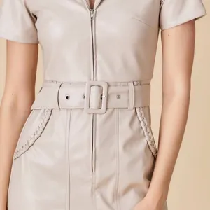 Triple Threads Cream Belted Mini Dress White thumbnail 2