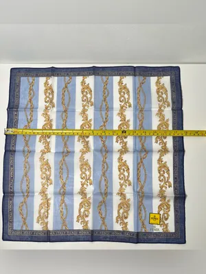 FENDI Logo Vintage Baroque Chain Print Cotton Scarf Handkerchief Bandanna thumbnail 4