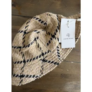 Anine Bing Cleo Bucket Hat Womens Size‎ M/L Tan Black Plaid Tweed Wool Blend thumbnail 2