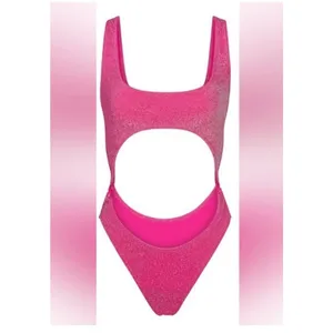 SKIMS Size 4x Magenta Pink Glitter Sparkle Swimsuit Sexy Cut Out Monokini NWT thumbnail 3