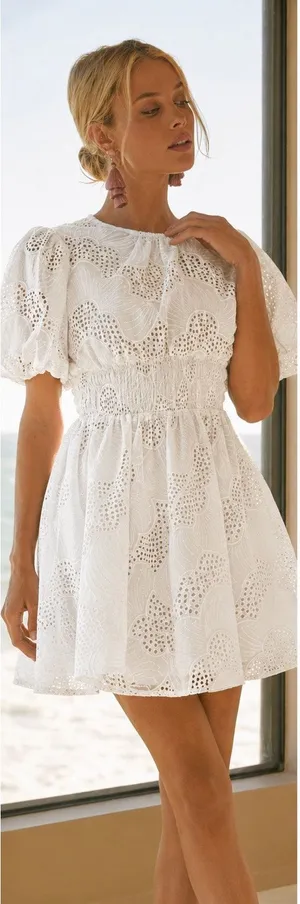BTB Los Angeles Becca White Eyelet Mini Dress XS NWT thumbnail 1
