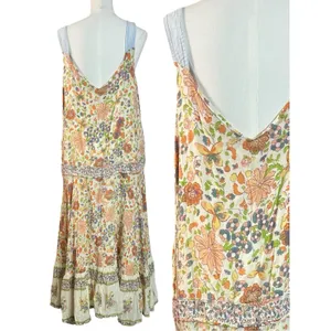 Free People Retro 70s Bohemian Block Print Snap Front Kelso Maxi Dress Large thumbnail 9