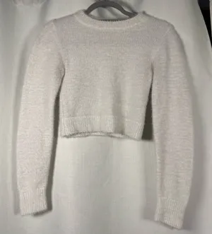 Urban Outfitters White Fuzzy Crewneck Crop Sweater XS thumbnail 1