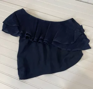 Revolve Capulet Vanessa Navy Blue Ruffle One Shoulder Top Size S thumbnail 1