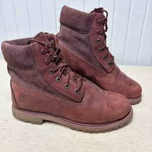 Timberland‎ Premium Dark Red Burgundy Nubuck Waterproof Classic Boots Womens 9.5 thumbnail 1