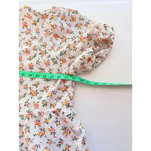 ASOS Dress Sz 16 Floral Smocked‎ Babydoll Crepe Puff Sleeve Tiered Boho thumbnail 8