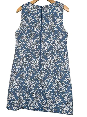 Alice & Olivia Women’s Size 6 Blue & White Floral Jacquard Sleeveless Dress thumbnail 3