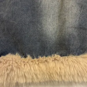 Chic Denim Mini Skirt with Faux Fur Trim thumbnail 3
