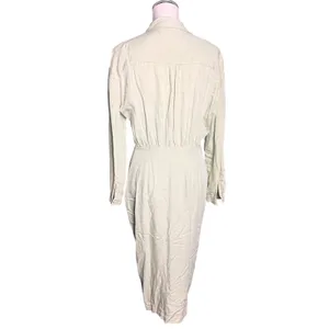 Anthropologie Sage Green Linen Blend Twist Front Midi‎ Dress US 8 UK 12 EU 40 thumbnail 2