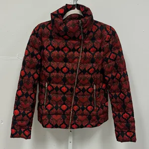 Desigual Heart Pattern‎ Down Feather Puffer Jacket High Neck Assymetric Zip thumbnail 2