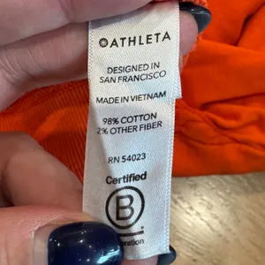 Athleta Sundown Puckered Crewneck orange pullover sweatshirt size large thumbnail 6
