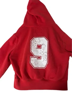 Lazy sundays Red Graphic Zip Up Number Cropped Hoodie thumbnail 2