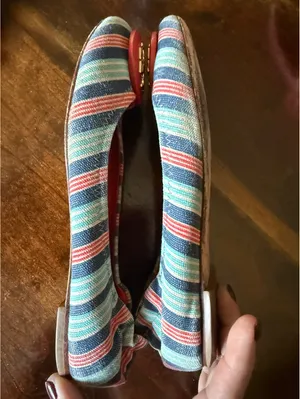 Tory Burch Striped Ballet Flats with Red Logo Accent thumbnail 4