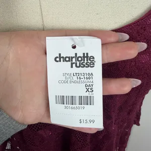 Charlotte Russe burgundy lace top thumbnail 4