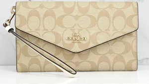 Coach Travel Envelope Wallet In Signature Canvas Khaki White C1962 thumbnail 1