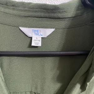 Time & Tru olive Green belted shirt dress L ( never worn) thumbnail 4