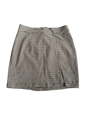 GARAGE Brown Plaid Zip Mini Skirt Size Medium thumbnail 5