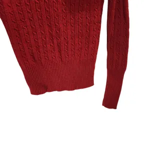 American Eagle Outfitters Classic Cable Knit Pullover V-Neck Sweater Red Medium thumbnail 4