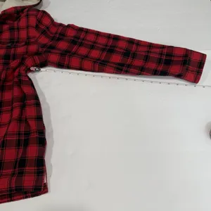 LL Bean Red Buffalo Plaid Fleece Lined‎ Flannel Hooded Shirt Jacket Shacket XS thumbnail 9
