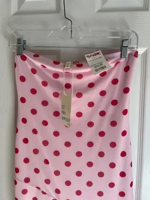 See You Monday Pink Coquette Cottagecore with Red Polka Dot Midi Strapless Dress thumbnail 2