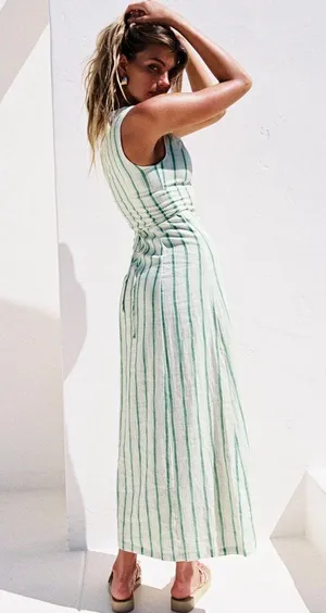 Princess Polly Maxi green stripe dress thumbnail 3
