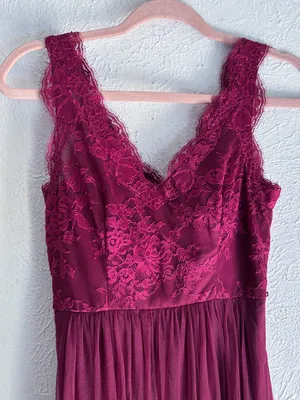 Anthropologie BHLDN Samantha Lace Dress Maroon Sz 2 Hemmed thumbnail 5