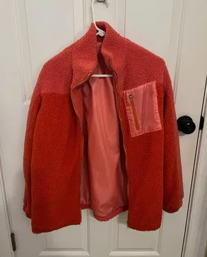 red zip up fleece jacket thumbnail 1