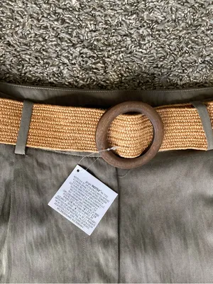 Zara High Waisted Linen Blend Bermuda Shorts Belted Size S NWT thumbnail 4