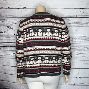 Croft & Barrow NWT Size XL Snowman Button Wool Blend Christmas Sweater Cardigan thumbnail 5
