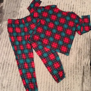 Joyspun‎ Womens Holiday Plaid Pajama Set Cheers Red Green L 12-14 JS4395051SA thumbnail 9