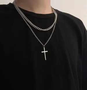 Cross Pendant Necklace for Men Women Streetwear Unisex Hip Hop Style thumbnail 5