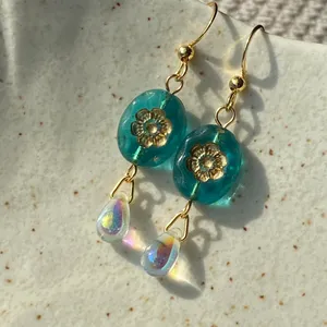 quality Czech glass beads fairy chic dangle earrings💐 thumbnail 4