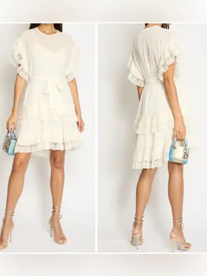 Zimmermann Espionage Pleat Frill Mini Dress Cream Ecru, US 8 Zimmermann size 2 thumbnail 2
