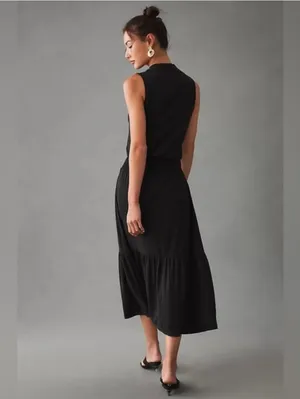 Nation LTD Barrett 90s Midi Dress Black Size Large thumbnail 8