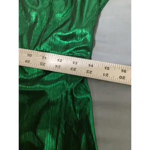 Pomander Place Green Metallic Pleated Ruffle Maxi Dress B1680 Small NWT thumbnail 7
