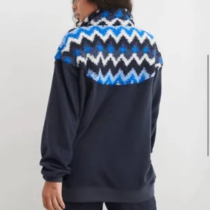 Aerie Hometown Holiday Blue Sherpa Quarter Zip Sweatshirt XL thumbnail 2