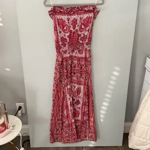 Voyage Mediterranee Womens Dress Capri Pink Paisley Off Shoulder Smocked XS thumbnail 3